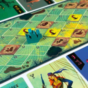 A nagy kékség társasjáték óceán játéktáblája közelről, kraken lapkákkal és hajó jelölővel