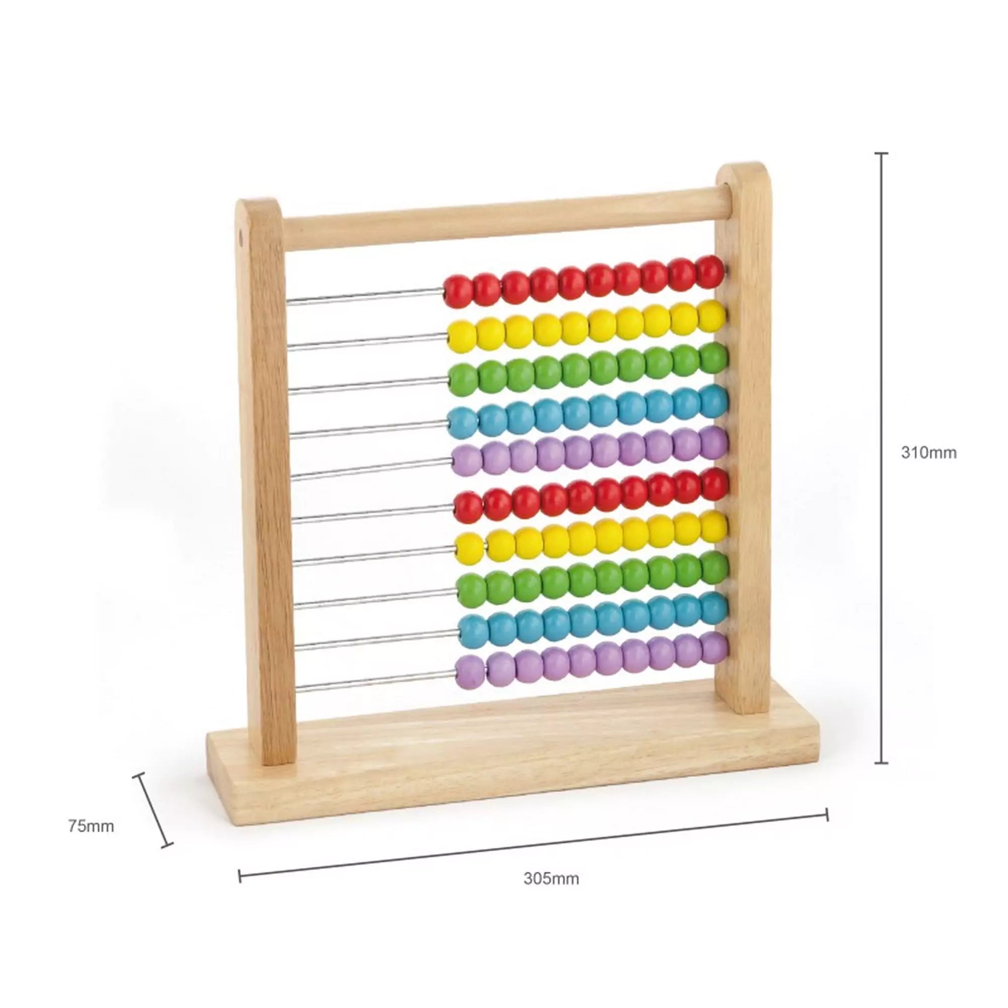 Fa abakusz, Viga – méretezett kép, 310 mm magas, 305 mm széles és 75 mm mély, színes gyöngysorokkal.