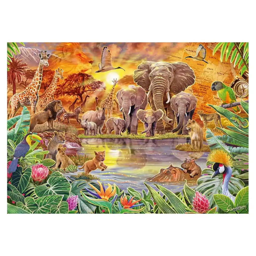 Puzzle Schmidt: Steve Sundram- Animale salbatice din Africa, 1000 piese