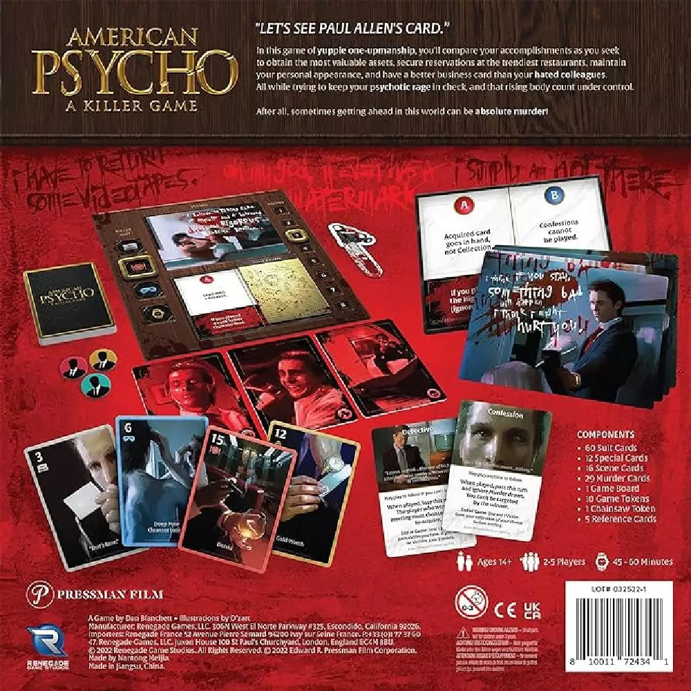 American Psycho: A Killer Game Spatele cutiei