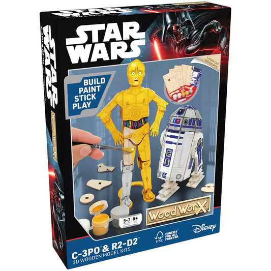 Macheta de asamblat, Wood WorX - Star Wars - C-3PO & R2D2