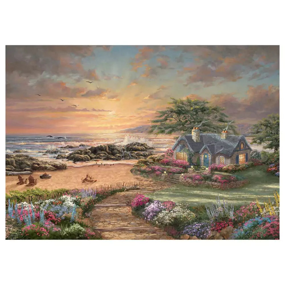 Puzzle Schmidt: Thomas Kinkade - Căsuța de pe malul mării, 1000 piese