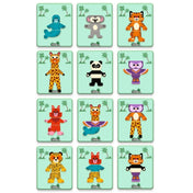 Djeco Állatos mágneses képkirakó – elkészült állatfigurák mágneses kártyákon, kreatív összeállításokkal.