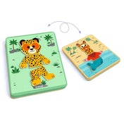 Djeco Állatos mágneses képkirakó – különleges, kevert állatfigurák mágneses alapon játék közben.