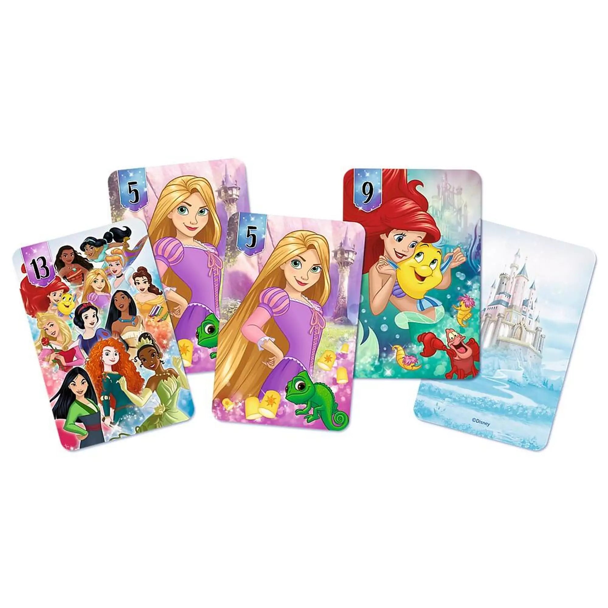 „Fekete Péter kártya: Disney Hercegnők – Rapunzel, Ariel és a többi hercegnő kártyalapokon, mesés grafika és vidám színek.”