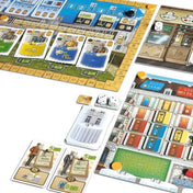 Grand Austria Hotel játékállás kártyákkal, kockákkal és pontjelölőkkel