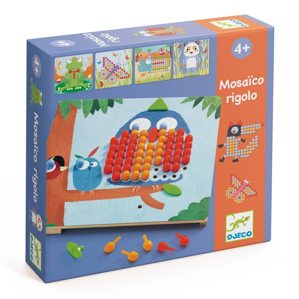 Djeco Joc Educativ cu pioneze Mosaico rigolo DJ08136 prefata cutie