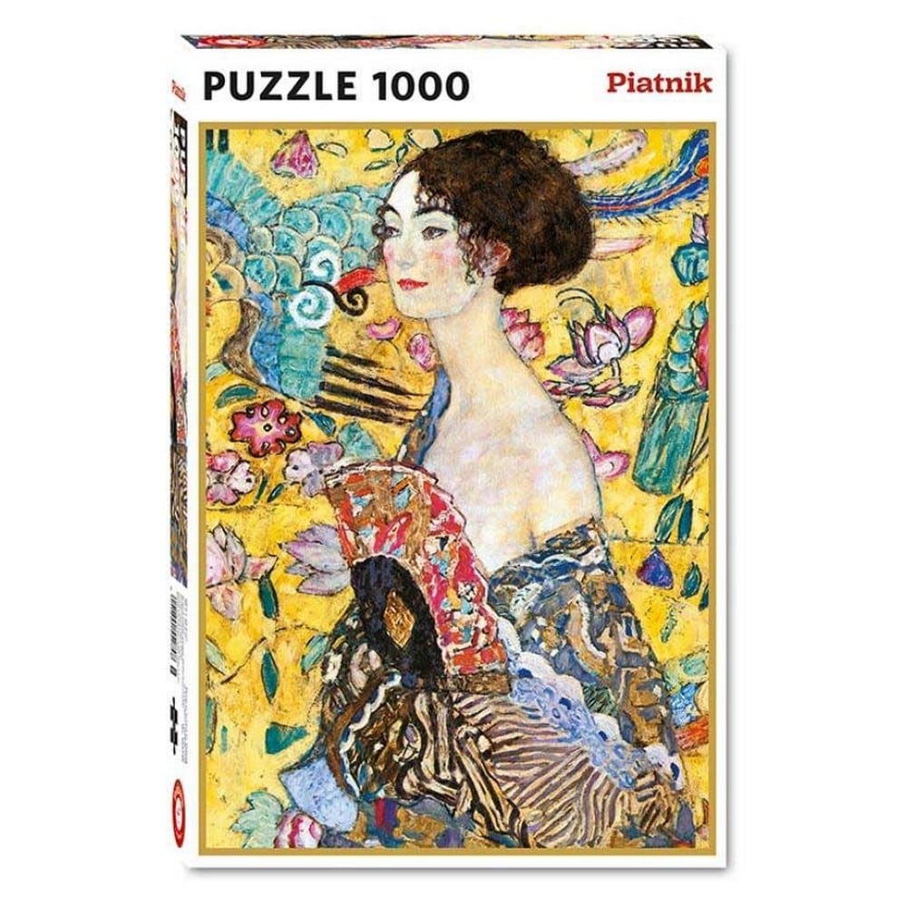 Puzzle 1000 de piese - Gustav Klimt: Doamnă cu evantai