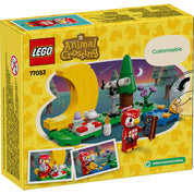 LEGO Animal Crossing-Csillagnézés Celeste-tel (77053) hátoldala, testreszabható elemekkel és Celeste figurájával.l.