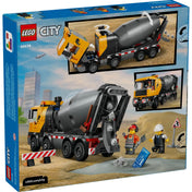 LEGO City Betonkeverő 60478 doboz hátoldala, funkciókat és játéklehetőségeket bemutató illusztrációkkal.