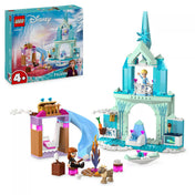 A LEGO Disney 43238 készlet és doboza együtt, Elza jégkastélyával, Annával és a Jégvarázs szereplőivel.