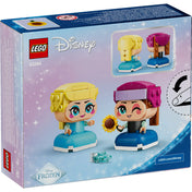 LEGO Disney Mini Anna és Elsa 43284 – A készlet dobozának hátoldala Anna és Elsa figurákkal, Frozen dizájnnal.