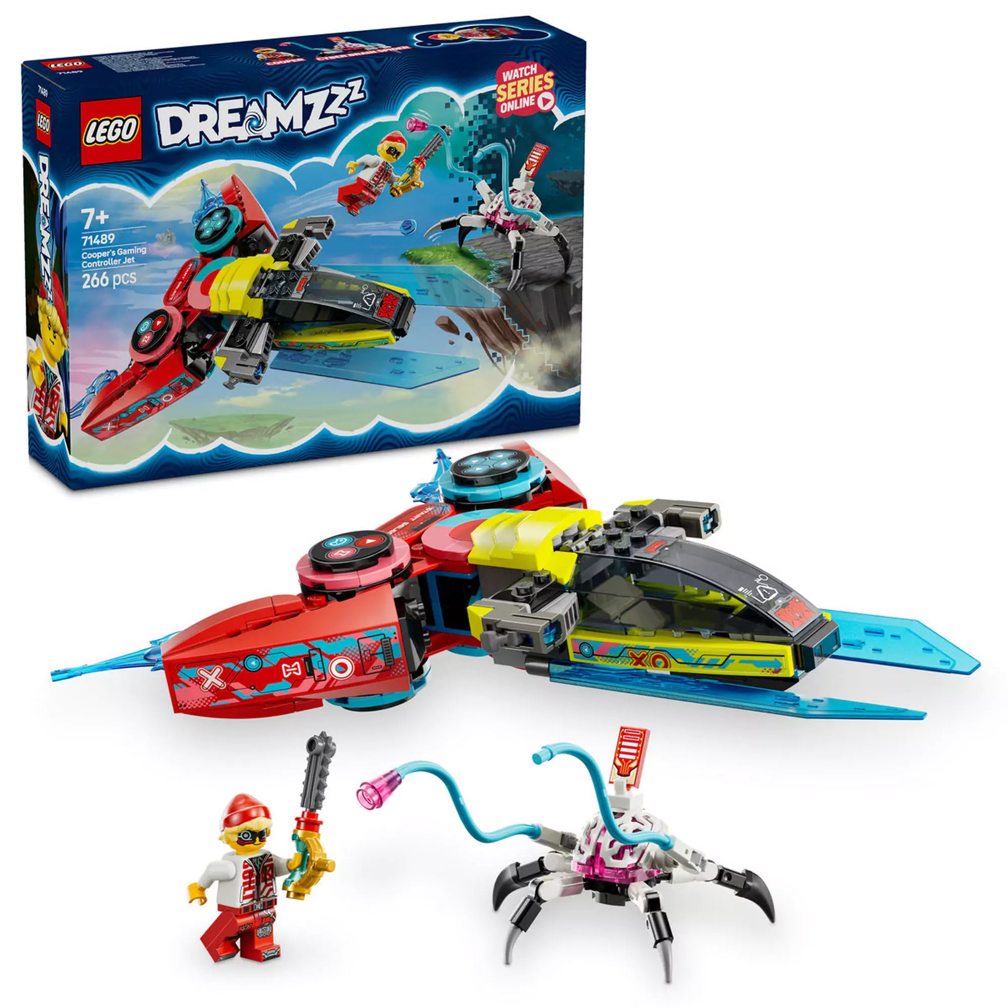 LEGO DREAMZzz Cooper játékkonzol repülője 71489 kibontott szett: A szett tartalmazza Coopert, a kiberagyú pókot és az átalakítható járművet a fantáziadús játékhoz!