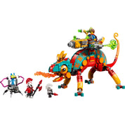 LEGO DREAMZzz: Mateo tűzkaméleonja (71492) minifigurák – Mateo, Z-Blob, Logan, Zero és a kiber-szörny karakterek egymás mellett.