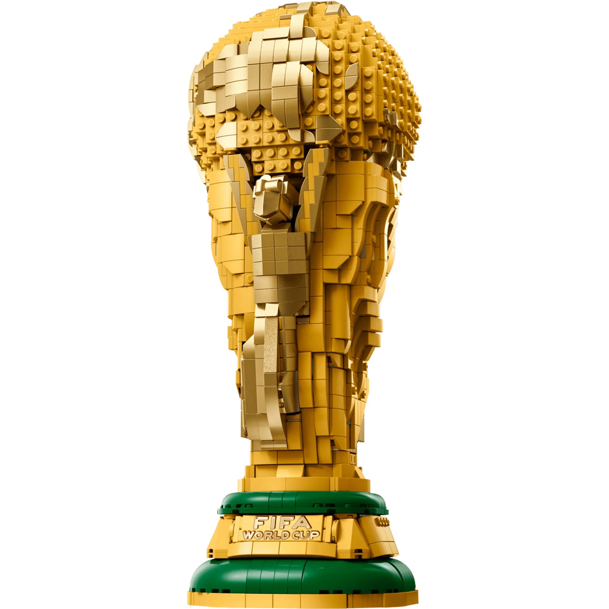 LEGO Editions: A FIFA labdarúgó-világbajnokság hivatalos trófeája, 43020, 2842 darabos teljesen megépített arany LEGO világbajnoki trófea.