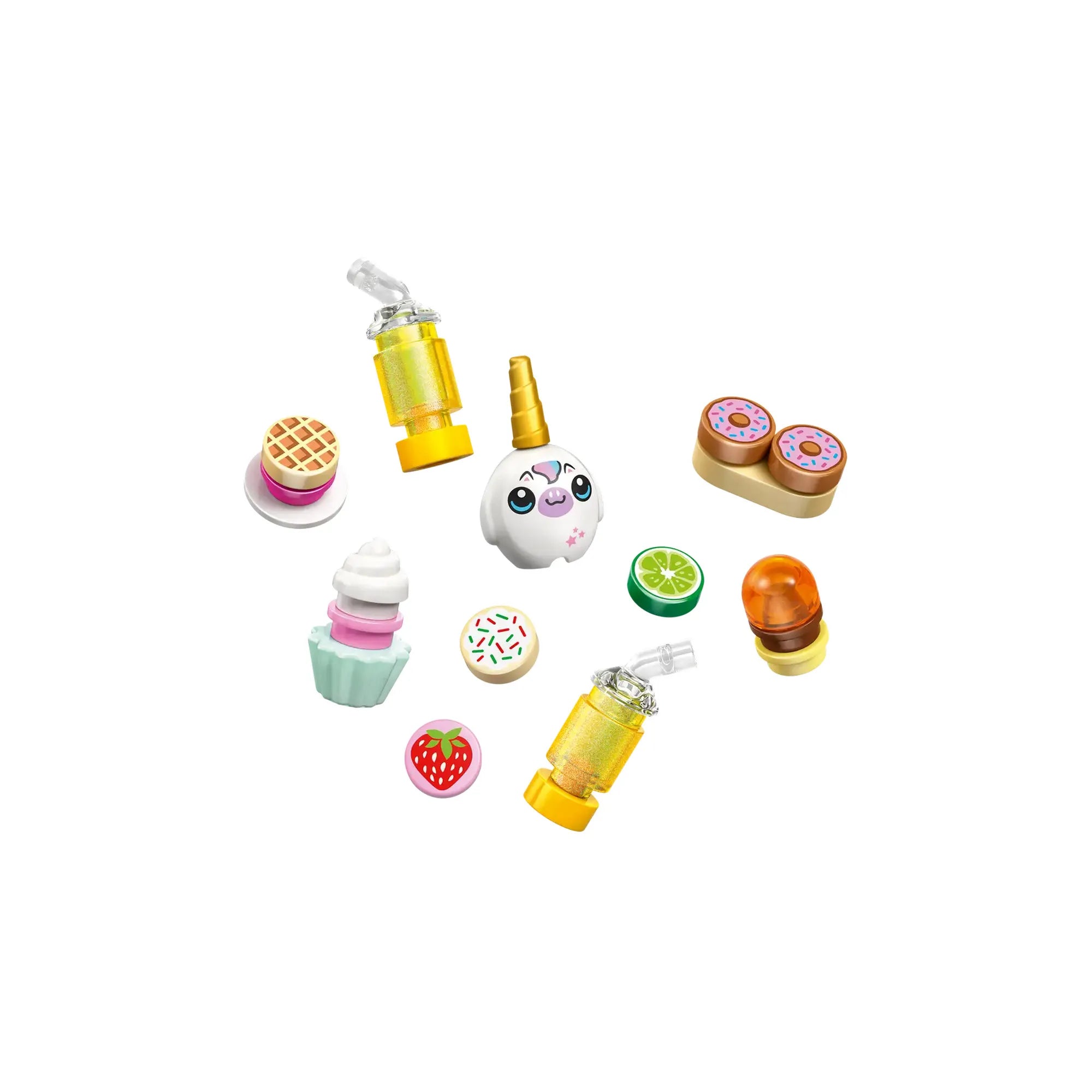 LEGO Friends Unikornisos kávézó játék ételei és italai, fánkokkal, muffinokkal, tortákkal és turmixokkal