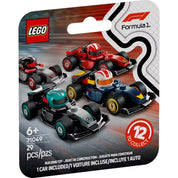 LEGO Gyűjthető F1-es versenyautók (71049) csomagolás – négy színes versenyautó és a Formula 1 logó látható a doboz elején.