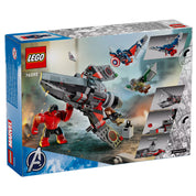LEGO Marvel Amerika Kapitány vs. Vörös Hulk csata (76292) doboz hátoldala, részletes jelenetekkel és funkciókkal