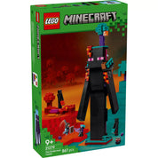 LEGO Minecraft: A Bevégzőtorony (21279) doboz előlapja, az Enderman alakú torony és Minecraft karakterek látványával.