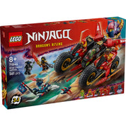 Dobozkép a LEGO Ninjago: Harci nindzsajármű 71844 készletről, amelyen a három az egyben jármű és a hat minifigura látható.