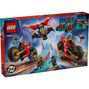 A LEGO Ninjago: Harci nindzsajármű 71844 doboz hátlapja, a három szétválasztható jármű bemutatásával.