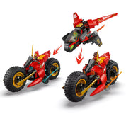 A LEGO Ninjago: Harci nindzsajármű 71844 készlet három járműre bontva: két motor és egy sugárhajtású repülő.