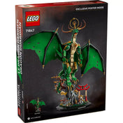  A LEGO NINJAGO Az Őrsárkány (71847) doboznézete hátulról vörös háttérrel, a sárkány és dioráma teljes pompájában, 1650 elemet és a 14+ korosztályt jelölve.