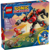 A LEGO Sonic the Hedgehog Knuckles vs. Dr. Eggman Egg Crusher Mech (77005) színes doboza Knuckles figurájával és a piros robot mech-kel.