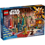LEGO Star Wars Adventi naptár 2025 (75418) doboz előlnézetben, ünnepi díszítéssel és droidépítő műhellyel, 24 ajtóval és karácsonyi hangulattal.