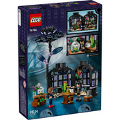  LEGO Wednesday: Fekete dália (76784) hátlap, kinyitott váza belsejében részletes mini osztályterem.