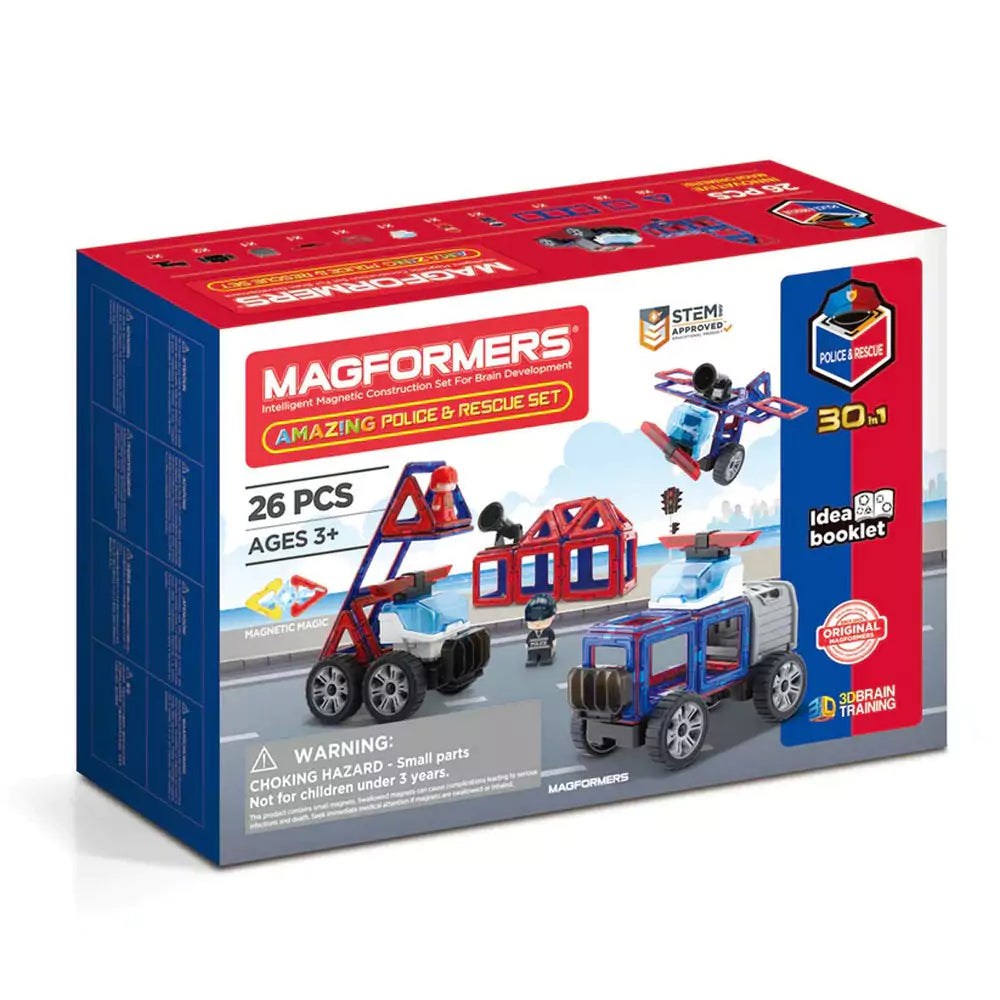 Magformers Amazing Police And Rescue Set - Joc magnetic de construcție, 26 piese