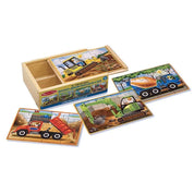 Melissa & Doug - Puzzle din lemn în cutie, construcții