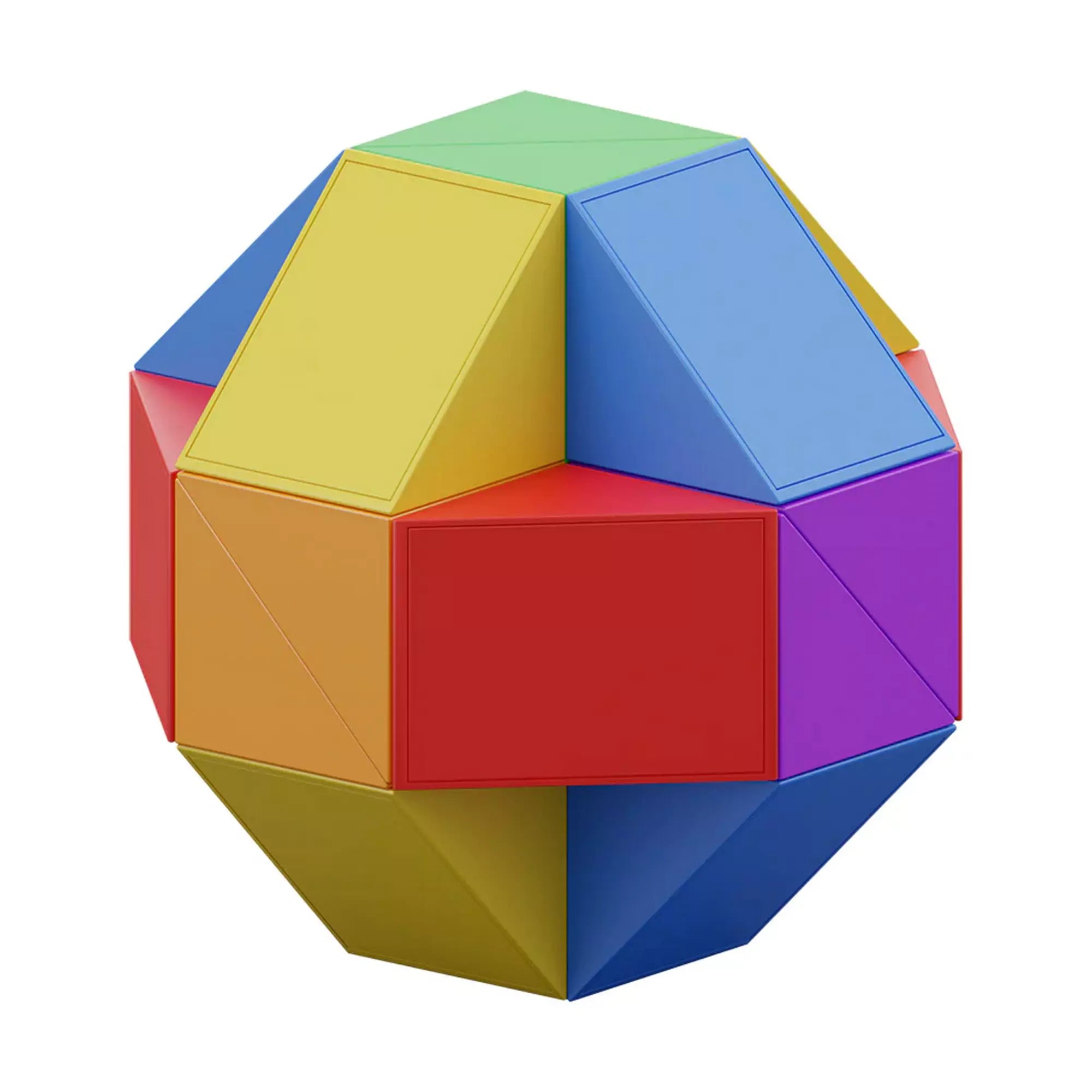 Moyu Nexcube Cobra gömb alakban – A Moyu Nexcube Cobra egyik lehetséges formája, egy színes gömb alakú kirakott változat.