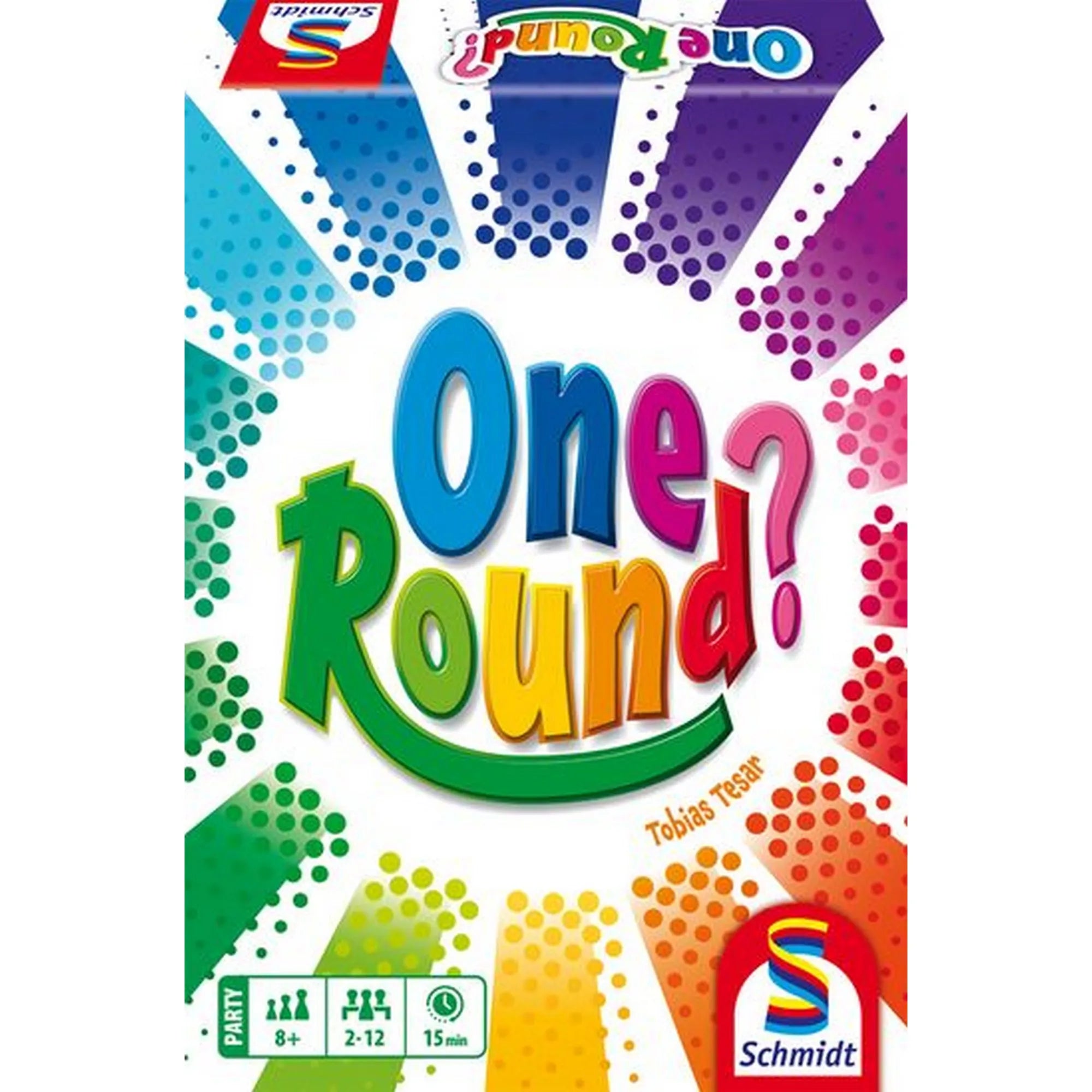 One Round? társasjáték dobozának elölnézeti képe, színes „One Round?” logóval és Schmidt Games márkajelzéssel