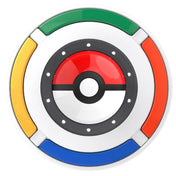 Fehér, kör alakú Pokemon Trainer Expert játékmodul színes gombokkal – piros, kék, zöld és sárga szegmensekkel.