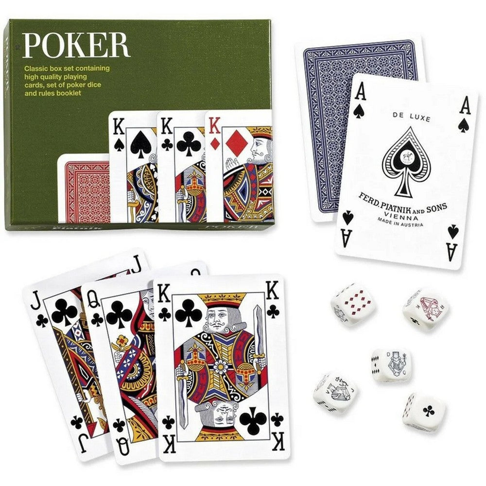 Set cărți de joc si zaruri Poker ambalaj si continut