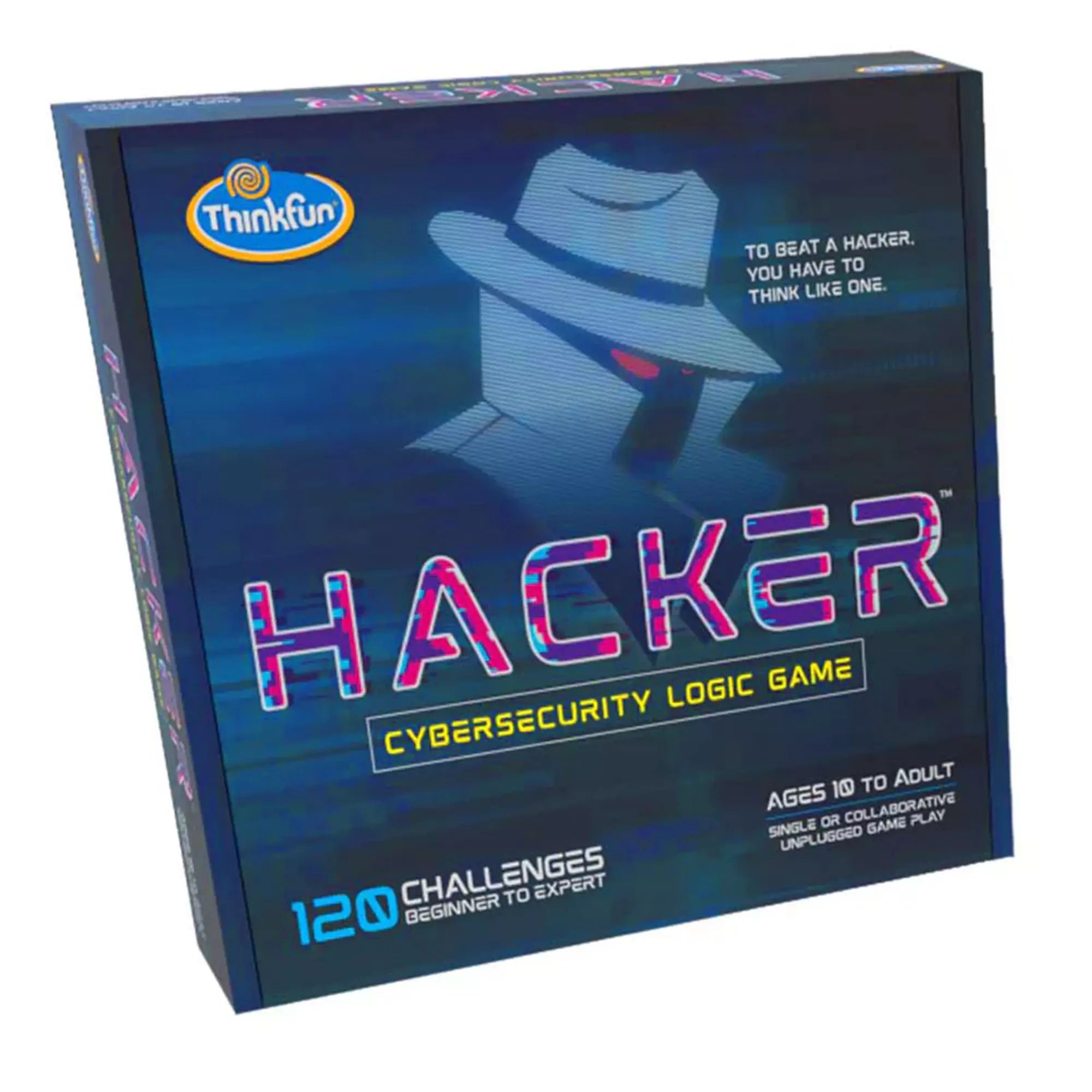 Thinkfun Hacker társasjáték doboza, kiberbiztonsági logikai játék 120 kihívással.