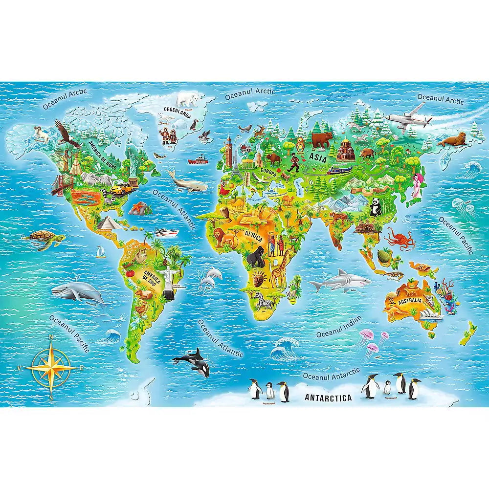 Puzzle Harta Lumii, 104 piese