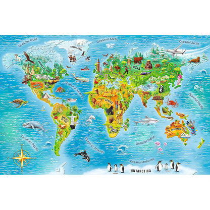 Puzzle Harta Lumii, 104 piese