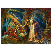 Zac Kinkade 1000 darabos Schmidt puzzle kirakott képe, idős varázslóval, részletgazdag csillagvizsgálóval, teleszkóppal és misztikus éjszakai hangulattal