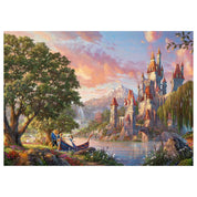 Puzzle Schmidt Thomas Kinkade, Disney Belle világa 3000 darabos kép, amely Belle és a Szörnyeteg romantikus pillanatát mutatja be egy varázslatos tájjal."