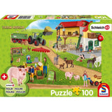 Puzzle 100 de piese - Fermă și piață + Cadou figurină animal