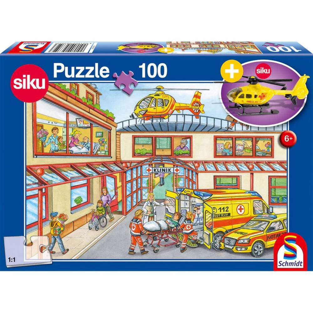 Puzzle Schmidt - Elicopter de salvare, 100 de piese + Cadou: Model elicopter de salvare