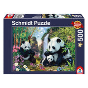 Puzzle Schmidt - Familia de panda la cascadă, 500 de piese