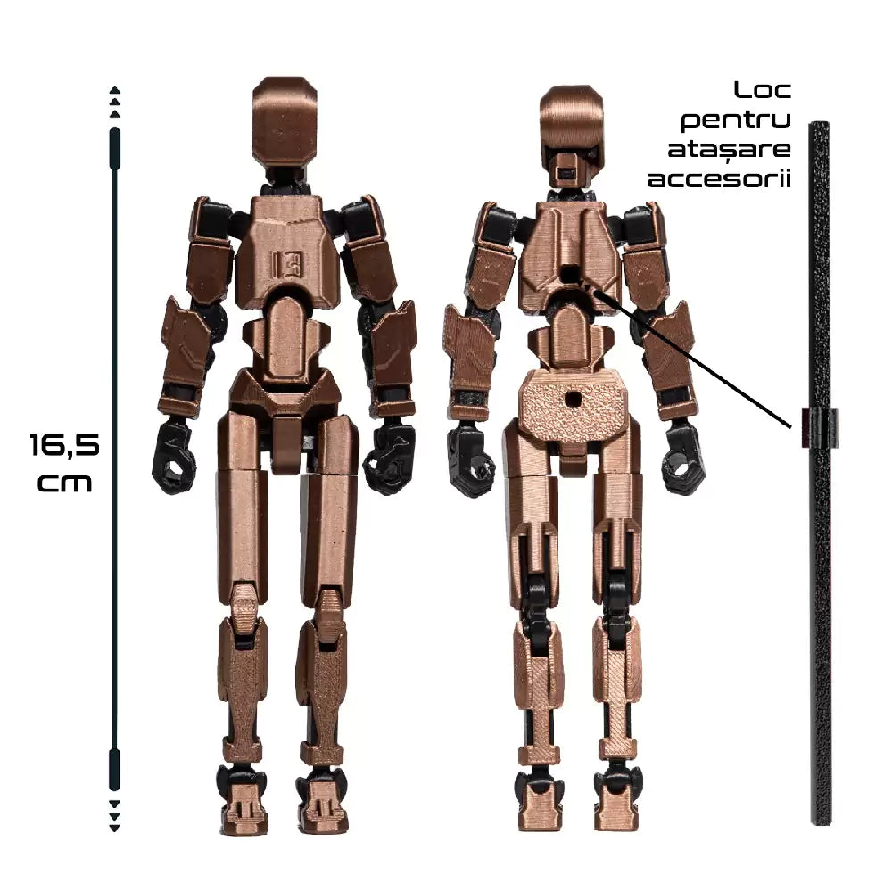 3D figură robot R13 - Cupru metalic