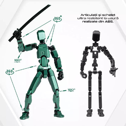 Robot figurina 3D cu articulatii R13 - Onix Verde Metalizat