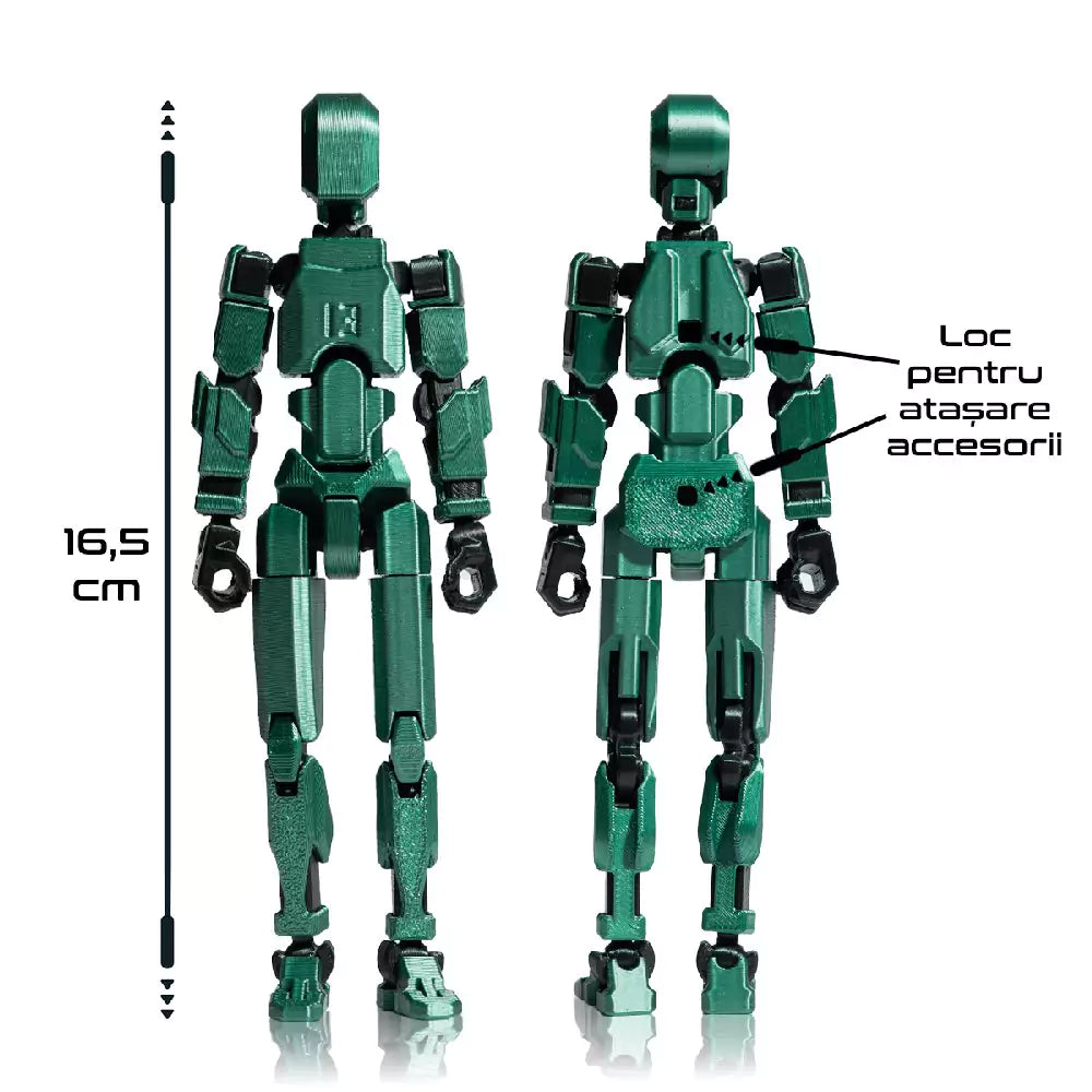 Robot figurina 3D cu articulatii R13 - Onix Verde Metalizat