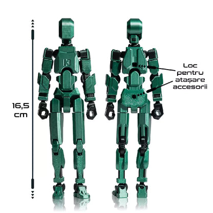 Robot figurina 3D cu articulatii R13 - Onix Verde Metalizat