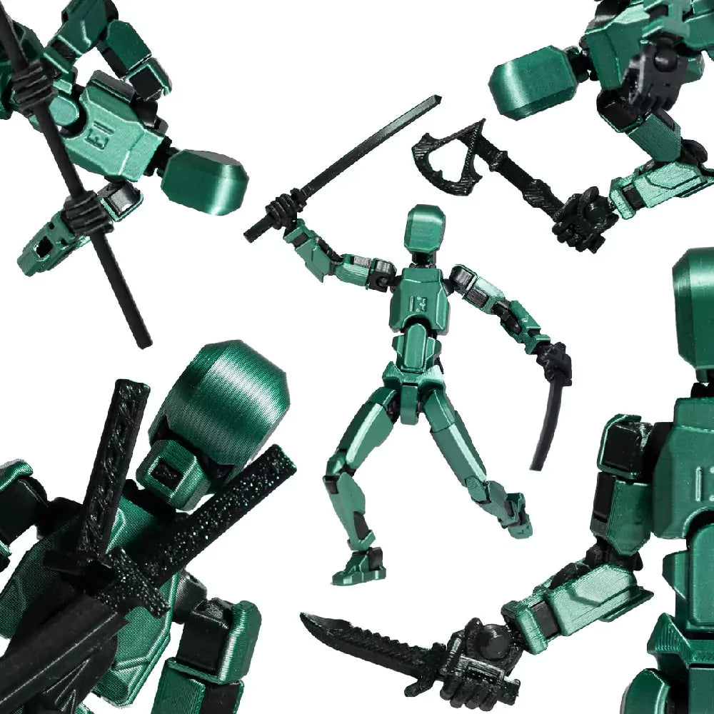 Robot figurina 3D cu articulatii R13 - Onix Verde Metalizat