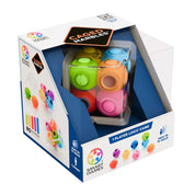 Smart Games Caged Marbles logikai játék színes golyókkal, átlátszó műanyag kockában, díszdobozos csomagolásban.